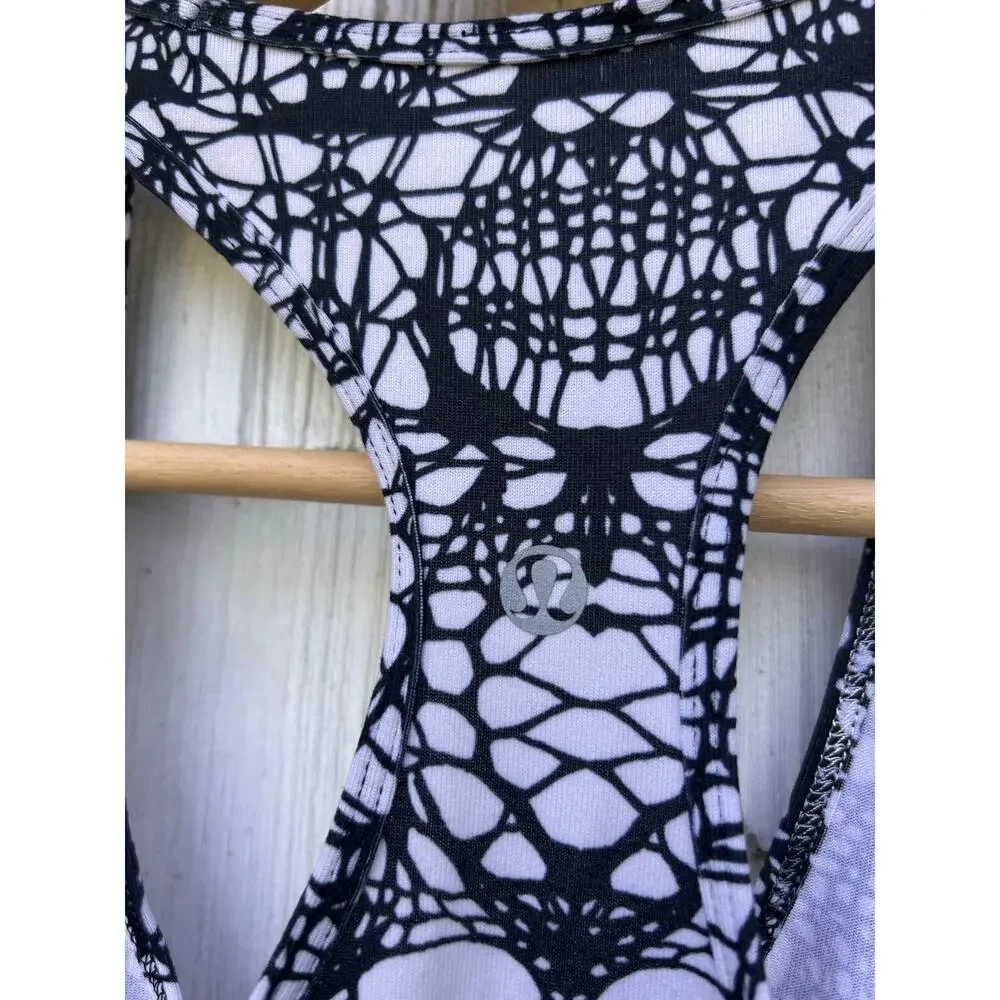Lululemon Cool Racerback‎ White Black Glacier Lace S/M